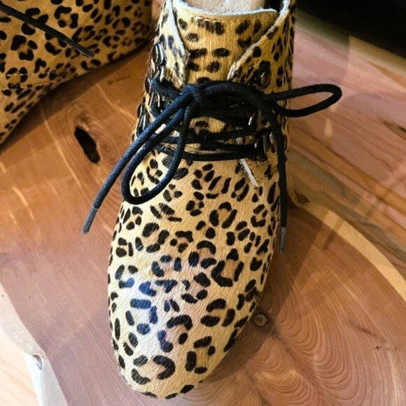 AUTUMN NATURAL Horsehair Rustic Look wedge booties SZ 8 EUR 38 VGUC - Picture 3 of 5